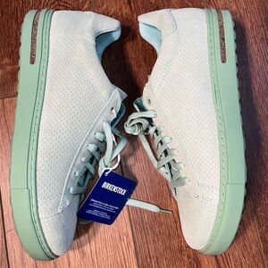 Birkenstock Bend Low Matcha Green Suede Embossed Perforated Sneakers Size 41